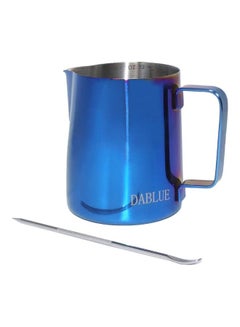 Buy Milk Frothing Pitcher Jug with Art Pen Blue/Silver in Saudi Arabia