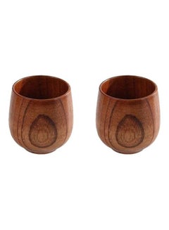Buy 2-Piece Wooden Tea Cup Set Brown in UAE