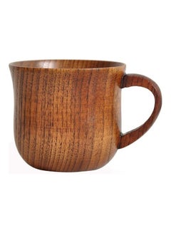 Buy Wooden Coffee Tea Cup with Handle Brown in UAE