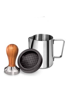 Buy Santo Wood Espresso Tamper with Jug Silver/Brown in Saudi Arabia