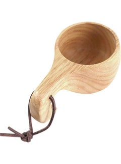 Buy Natural Wooden Tea Cup with Handle Beige in Saudi Arabia