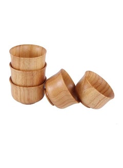 Buy 5-Piece Wooden Tea Cup Set Brown in UAE