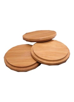 Buy 4-Piece Bamboo Cup Cover Lid Beige in UAE