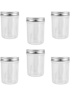 Buy 6-Piece Glass Jar Set Clear/Silver in UAE