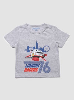 Buy Baby Boys Round Neck Short Sleeve T-Shirt Grey in UAE