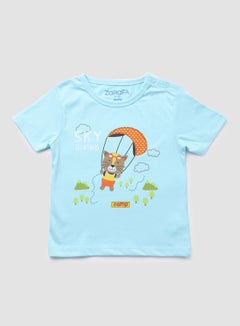 Buy Baby Boys Round Neck Short Sleeve T-Shirt Light Blue in UAE