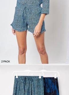 Buy 2 Pack Printed Shorts Blue/Black in Saudi Arabia