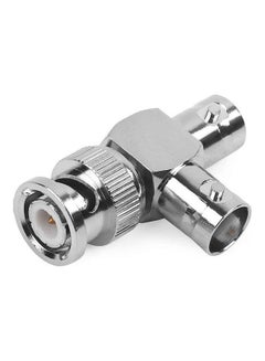 Buy BNC Male Plus To Dual BNC Female Connector Coaxial Adapter Silver in UAE