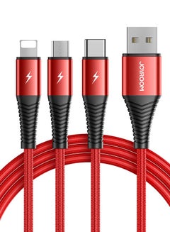 Buy Fast Charging Braided 3 In 1 USB Cable Red in Saudi Arabia