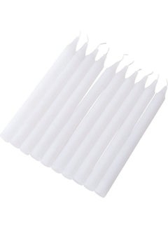 Buy 10-Piece Unscented Straight Taper Candle White in UAE