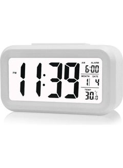 Buy Digital Alarm Clock With Smart Sensor White 16x7.7x4.6cm in UAE