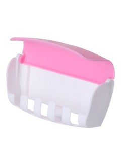 اشتري Toothpaste Dispenser With Holder For Five Toothbrushes Pink/White في مصر