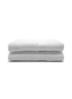 Buy 2-Piece Cotton Bath Towel Set White 70x140cm in UAE