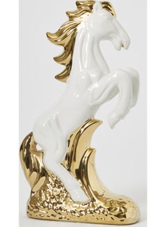 اشتري تمثال صغير على شكل حصان يركض كاسا أبيض/ذهبي 18x7x30سم في السعودية