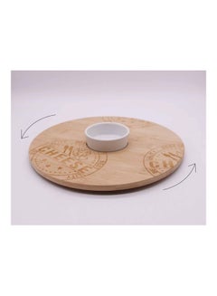 Buy 2-Piece Bamboo Rotating Serving Board Beige/White 30cm in UAE