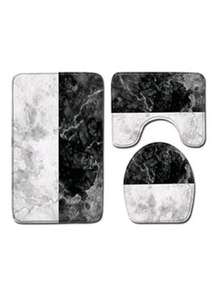 Buy 3-Piece Marble Pattern Anti Skid Toilet Mat Set Multicolour 75 x 45 x 0.32cm in UAE