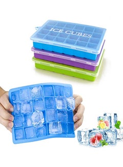 Buy 3-Piece Silicone Ice Cube Tray Multicolour 18 x 12.5 x 2.8cm in Saudi Arabia