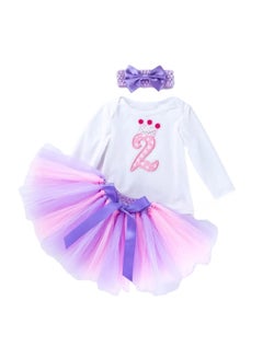 Buy 3-Piece Second Birthday Princess Party Dress Set Multicolour in UAE