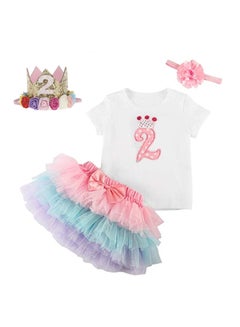 Buy 4-Piece Second Birthday Princess Party Dress Set Multicolour in UAE