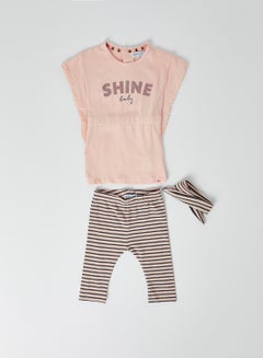 Buy Baby Printed Clothing Set Smokey Pink/Stripe in Saudi Arabia
