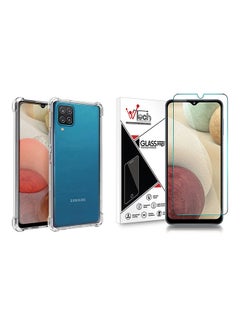 Buy Tempered Glass Screen Protector And TPU Case Cover Set For Samsung Galaxy A12 Clear in UAE