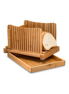 Buy Bamboo Bread Slicer with Bottom Tray Brown in UAE