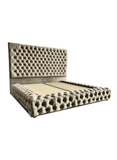 Buy Modern Upholstered Straight Back Bed Frame Light Grey 120 x 200 x 40cm in Saudi Arabia