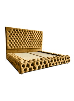 Buy Modern Upholstered Straight Back Bed Frame Beige 140 x 200 x 40cm in Saudi Arabia