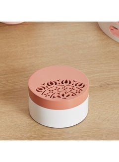 Buy Syrah Wooden Laser Cut Round Box White/Gold 6cm in UAE