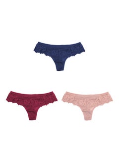 Buy 3-Piece Solid Thongs Multicolour in UAE