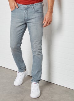 Buy Solid Pattern Mid-Rise Jeans Light Blue in UAE