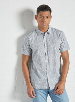 Buy Men's Essential Printed Short Sleeve Shirt Grey in Saudi Arabia