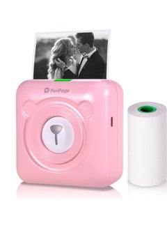 Buy Portable Bluetooth Connection Wireless Mini Thermal Photo/Label/Recept Printer Pink in UAE