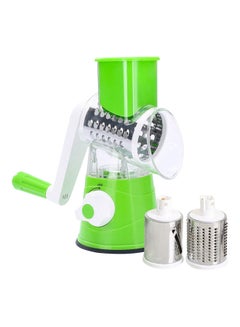 Buy Manual Rotary Grater With 2 Blades Green/White/Silver in UAE