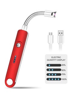 Buy USB Rechargeable Electric Lighter Red/Silver in Saudi Arabia