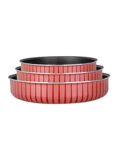 Buy Stripy Round Baking Oven Tray 3Pcs Set Red & Black 24,26,28cm in Saudi Arabia