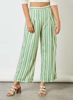 Buy Striped Wide Leg Pants Green in UAE