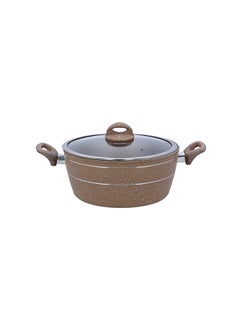 Buy Granite Smart Casserole With Glass Lid Beige 26cm in Saudi Arabia