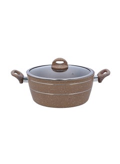 Buy Sturdy And Durable Unique Designed Easy To Handle 5 Layer Construction Non-Stick Coating Granite Smart Casserole With Lid Beige 28cm in Saudi Arabia