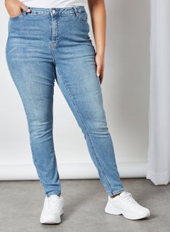 Buy Curve High Waist Skinny Jeans Light Blue in UAE