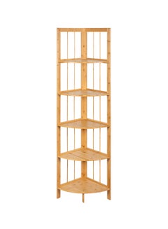 Buy 5-Tier Bamboo Corner Shelf Storage Rack Brown 32x32x150centimeter in Saudi Arabia
