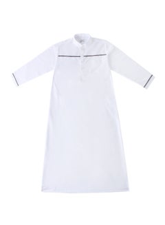 Buy Traditional Stand Collar Kaftan White in Saudi Arabia