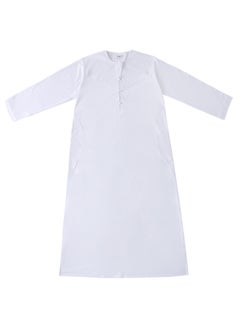 Buy Traditional Stand Collar Kaftan White in Saudi Arabia