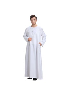 Buy Traditional Long Sleeve Kaftan White in Saudi Arabia