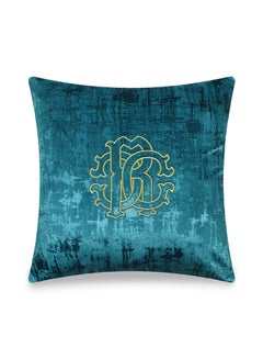 Buy Velvet Embroidery Iconic Font Decorative Cushion Cover Green 45x45cm in UAE