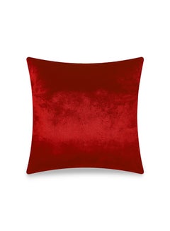 Buy Solid Design Velvet Cushion Cover Red 50x50cm in UAE