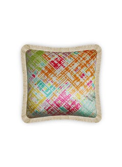 Buy Colorful Texture Art Decorative Velvet Cushion Cover Multicolour 45x45cm in UAE