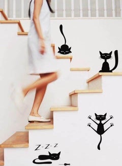 Buy 4-Piece Cats Wall Decal Black 100x50cm in UAE