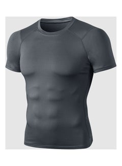 Buy Men Elastic Slim O-Neck Short Sleeves Sport T-Shirt in Egypt