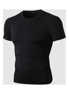 Buy Men Elastic Slim O-Neck Short Sleeves Sport T-Shirt in Egypt